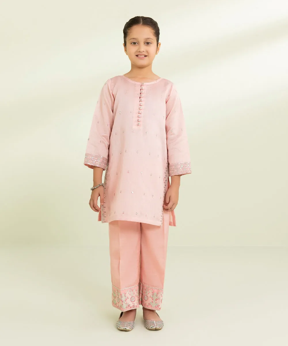 2 Piece - Embroidered Cotton Net Suit