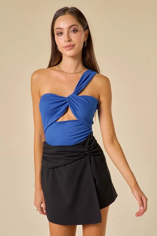 Alicia Cut out bodysuit, Bleu