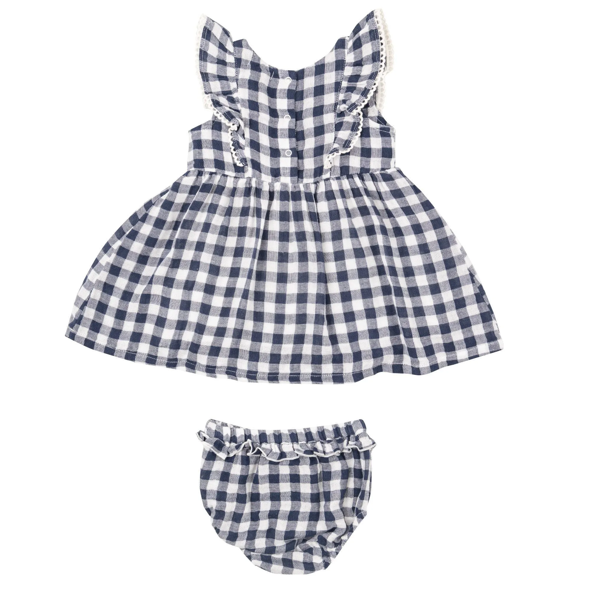 Angel Dear - Navy Gingham Ruffle Dress