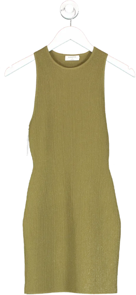 Babaton Green Sculpt Knit Racer Dress UK S