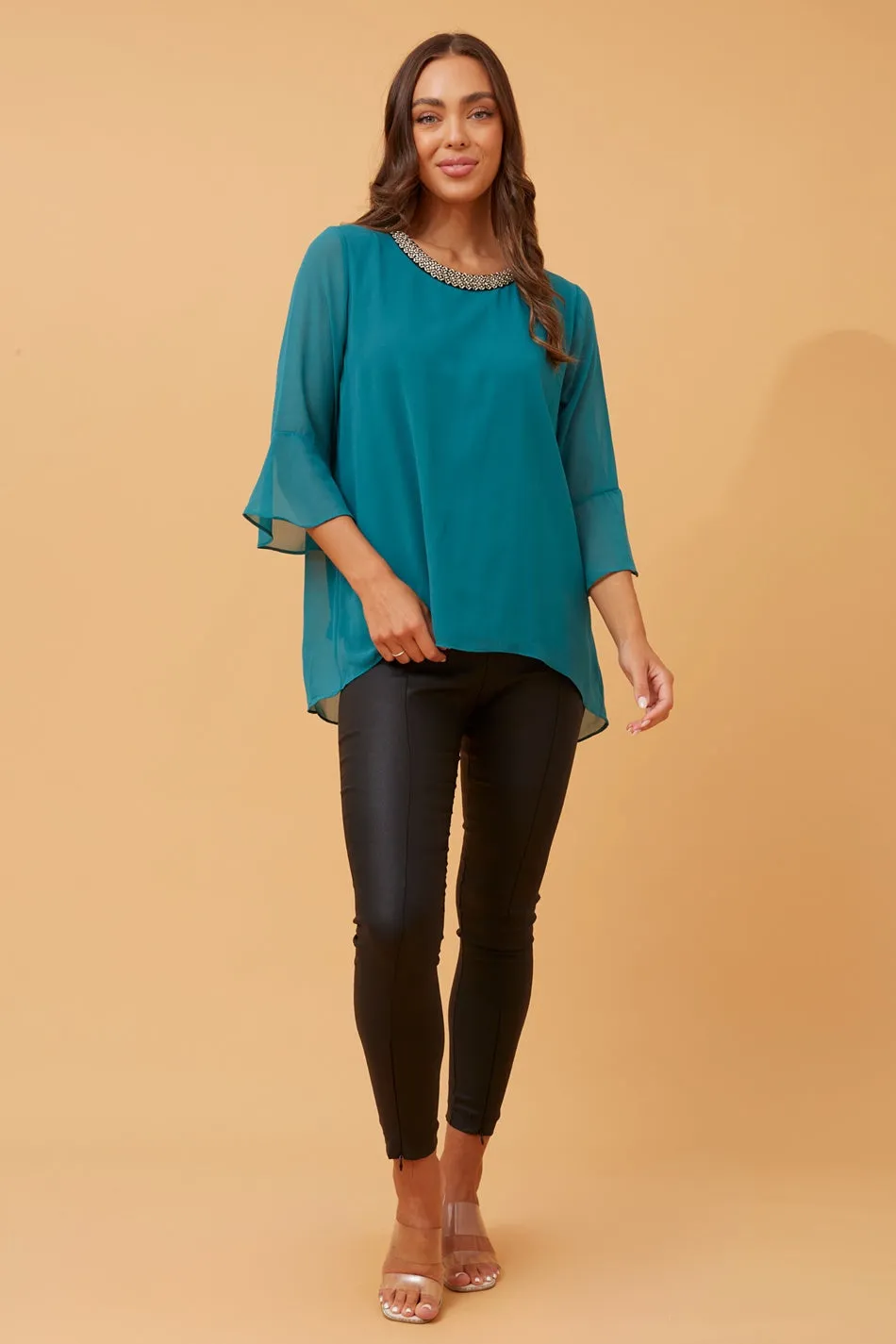 CHIKA BEADING NECK BLOUSE