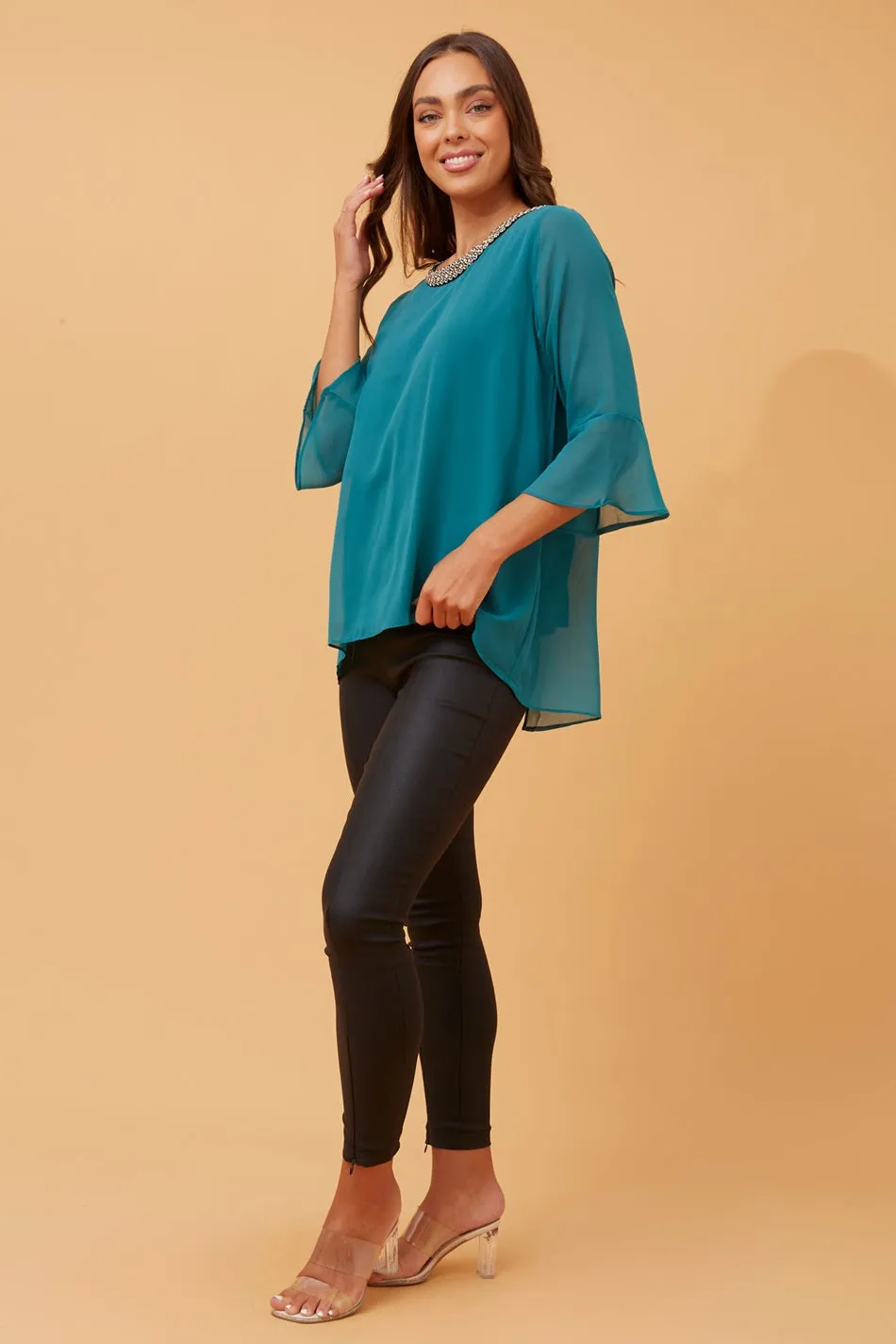 CHIKA BEADING NECK BLOUSE