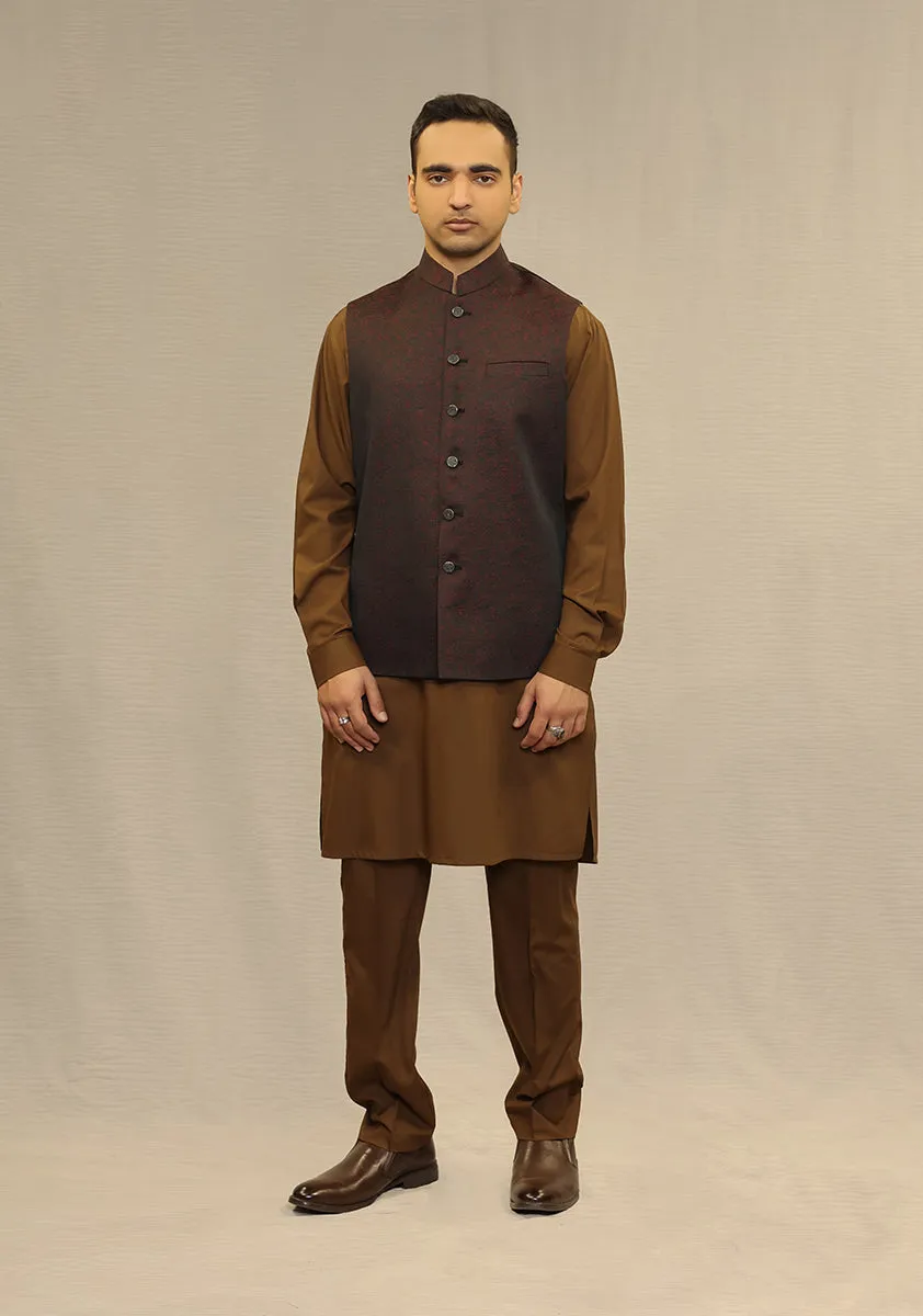 Classic Kambal Jamawar Vintage Violet Traditional Waistcoat