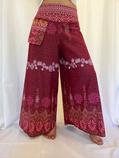 Cotton Harem Pants, Wide Open Leg Pants, Yoga Pants, Boho Pants, Festival Fashion, Printed Cotton Stylish Pants, Thai Elephant Pants, Hippie Pant