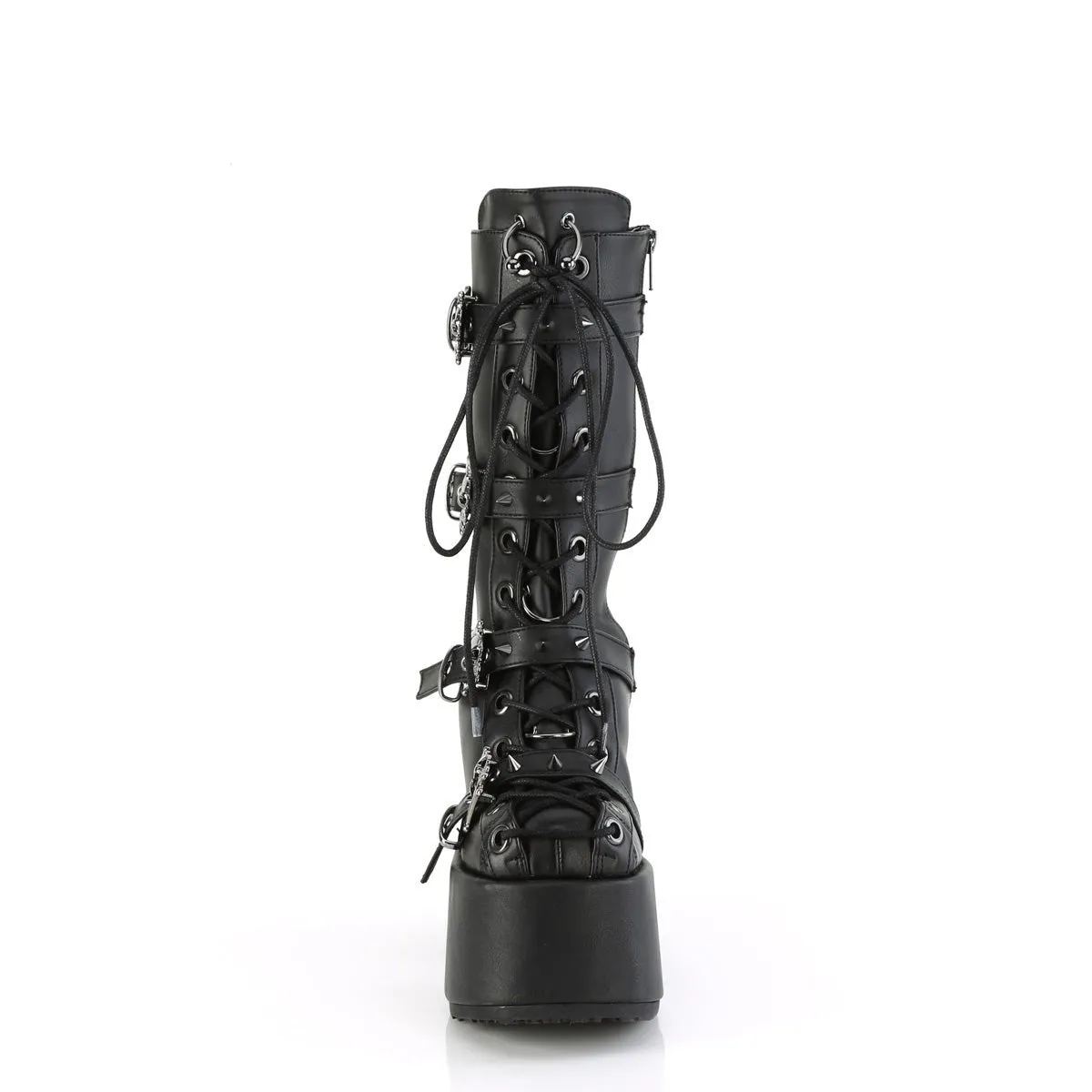 Demonia CAMEL-115 | Black Vegan Leather Mid-Calf Boots