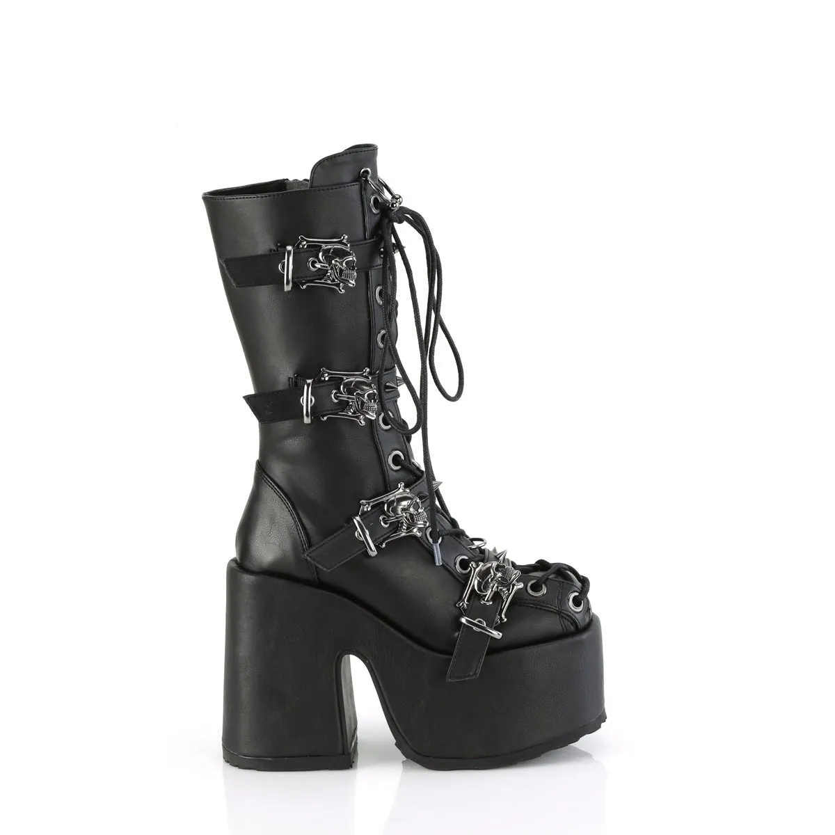 Demonia CAMEL-115 | Black Vegan Leather Mid-Calf Boots