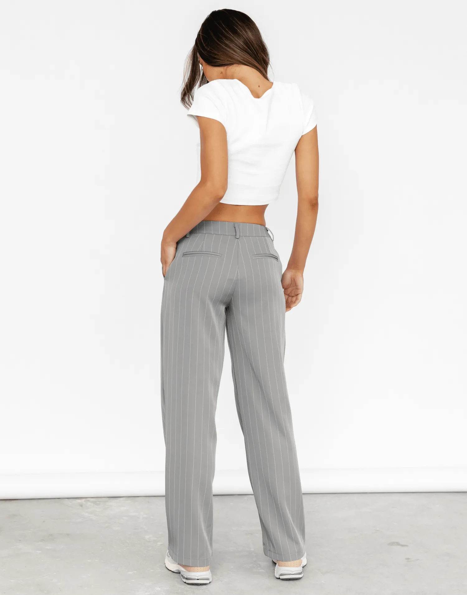 Donna Pants (Grey Pinstripe)