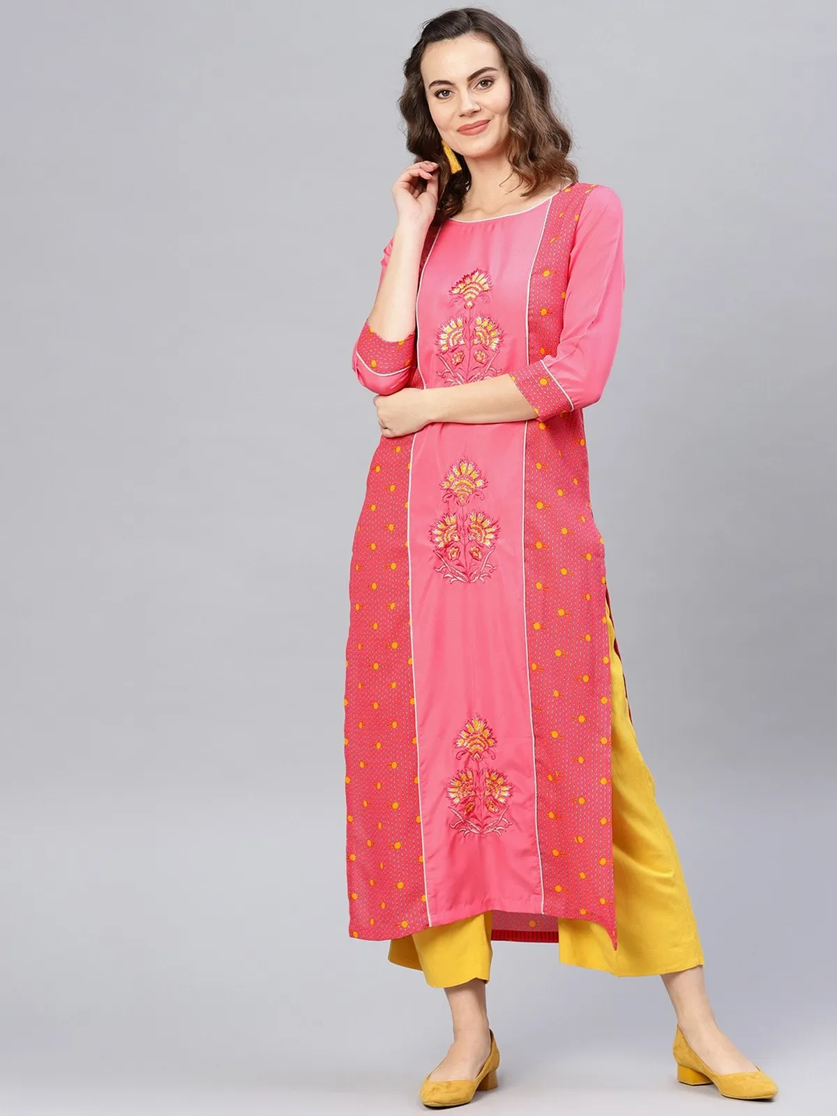 Embroidered Printed Straight Kurta