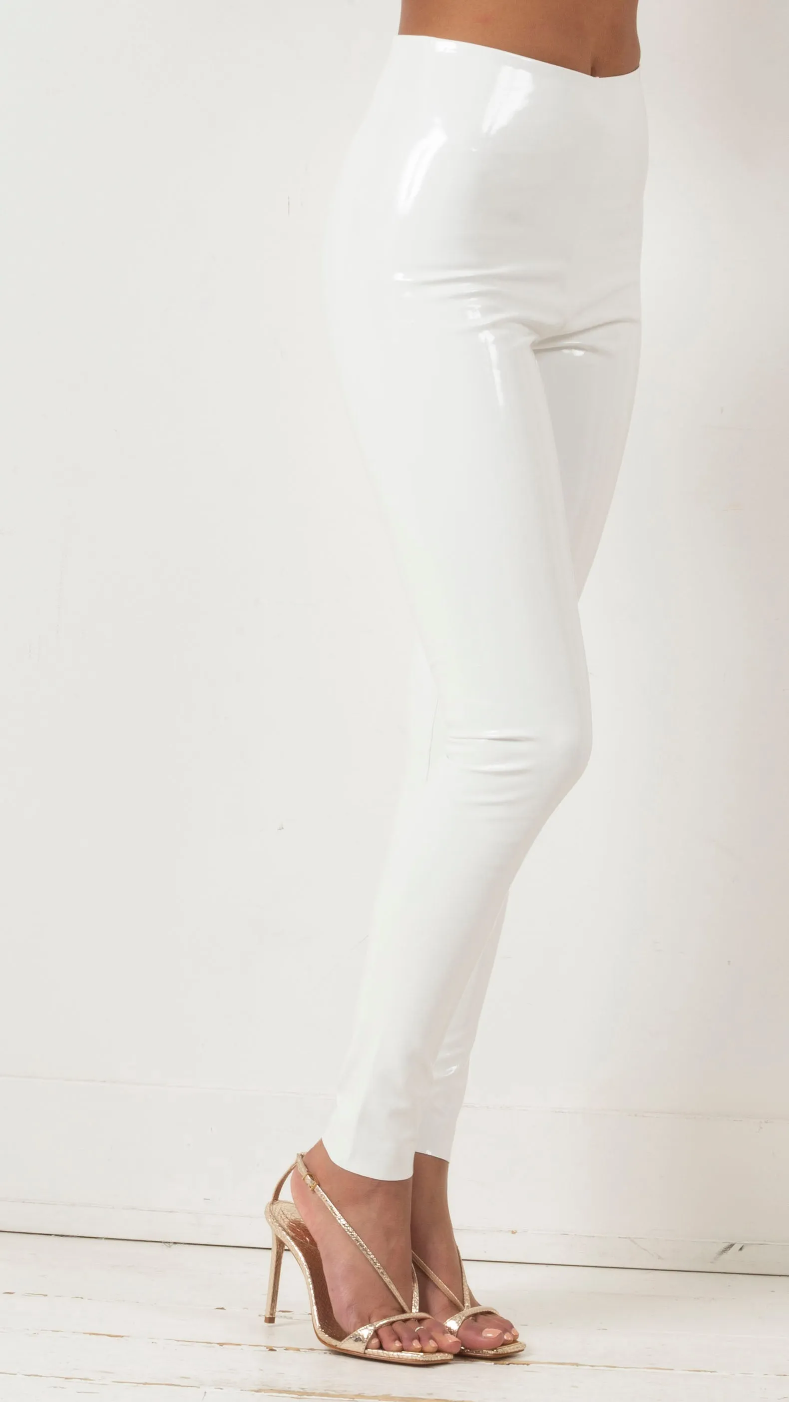 Faux Patent Leather Legging - White