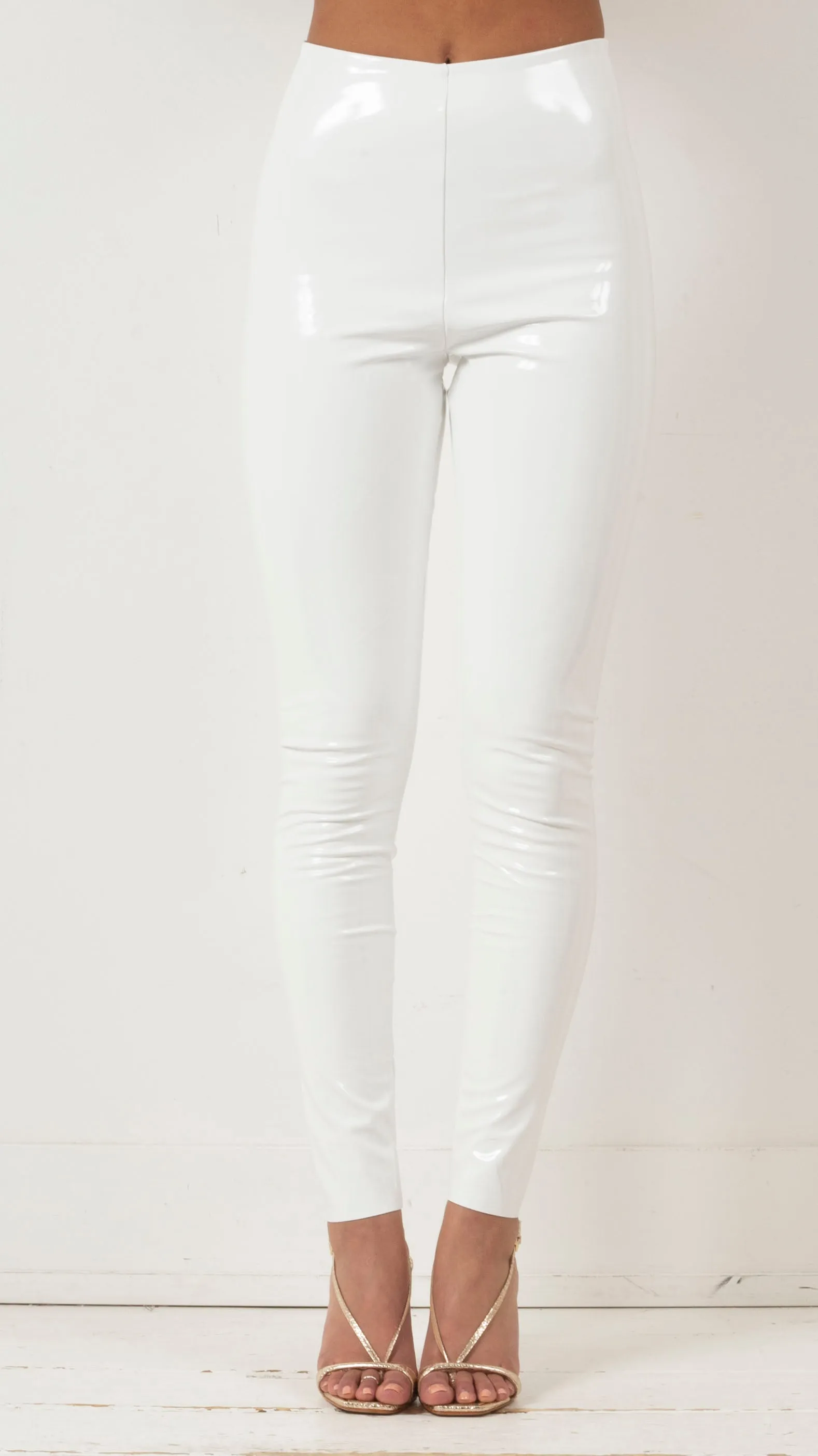 Faux Patent Leather Legging - White