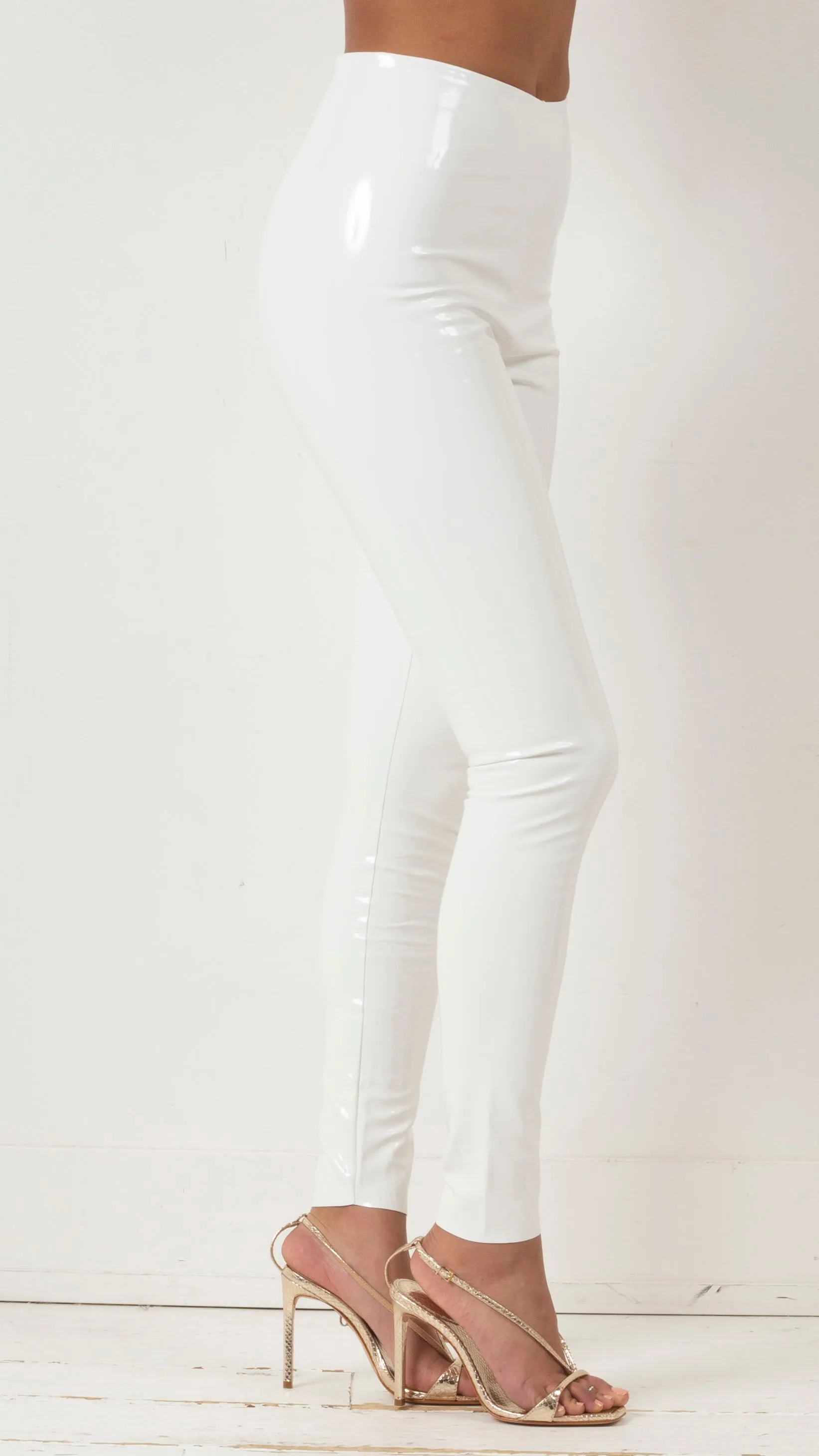 Faux Patent Leather Legging - White