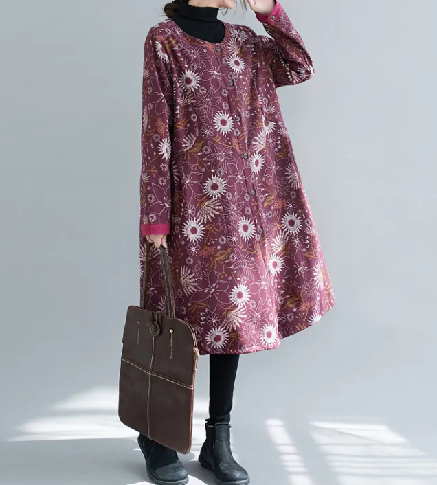 Floral Dresses Loose Winter Autumn Dresses Casual Women Dresses ZRL97213