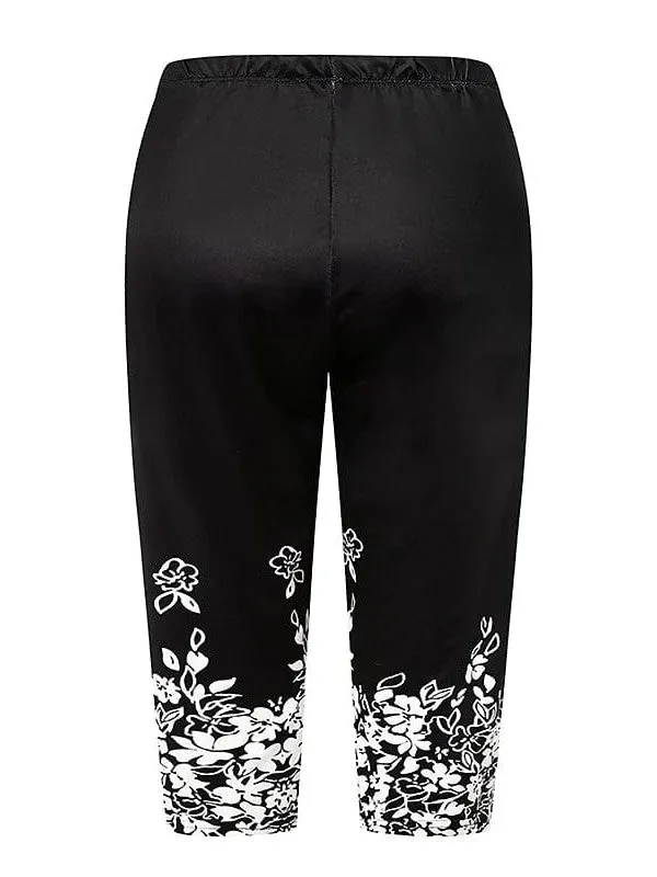 Floral Print Zip-Front Plus Size Leggings for Active Days by the Water