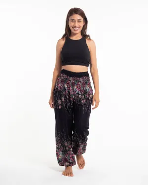 Floral Women's Harem Pants in Black