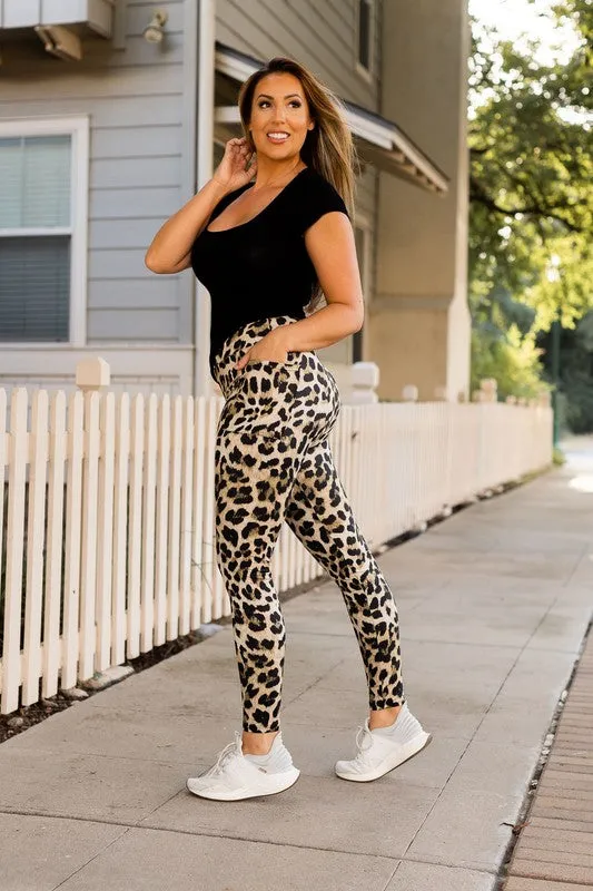 Full Length Leggings with Pockets in Leopard