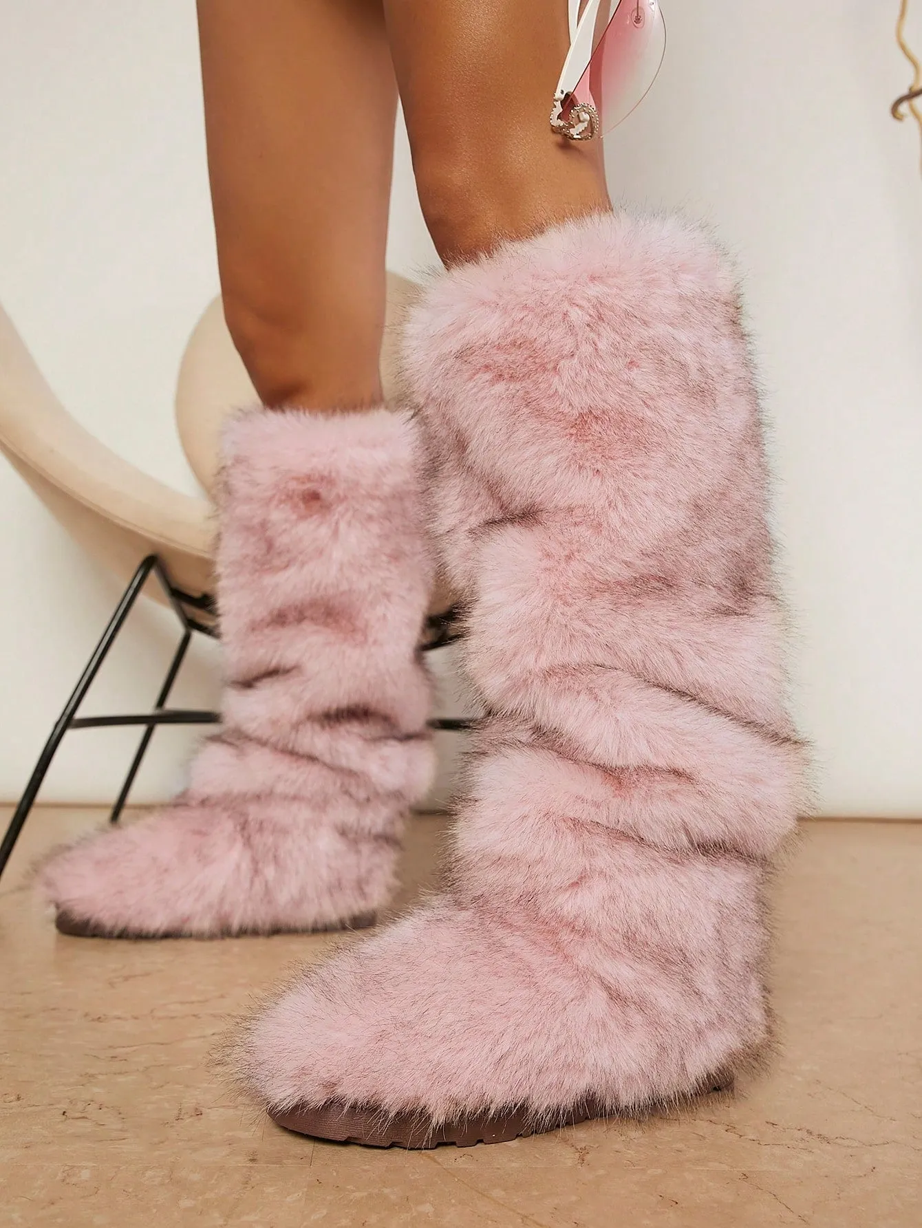 Fuzzy Slip On Boots