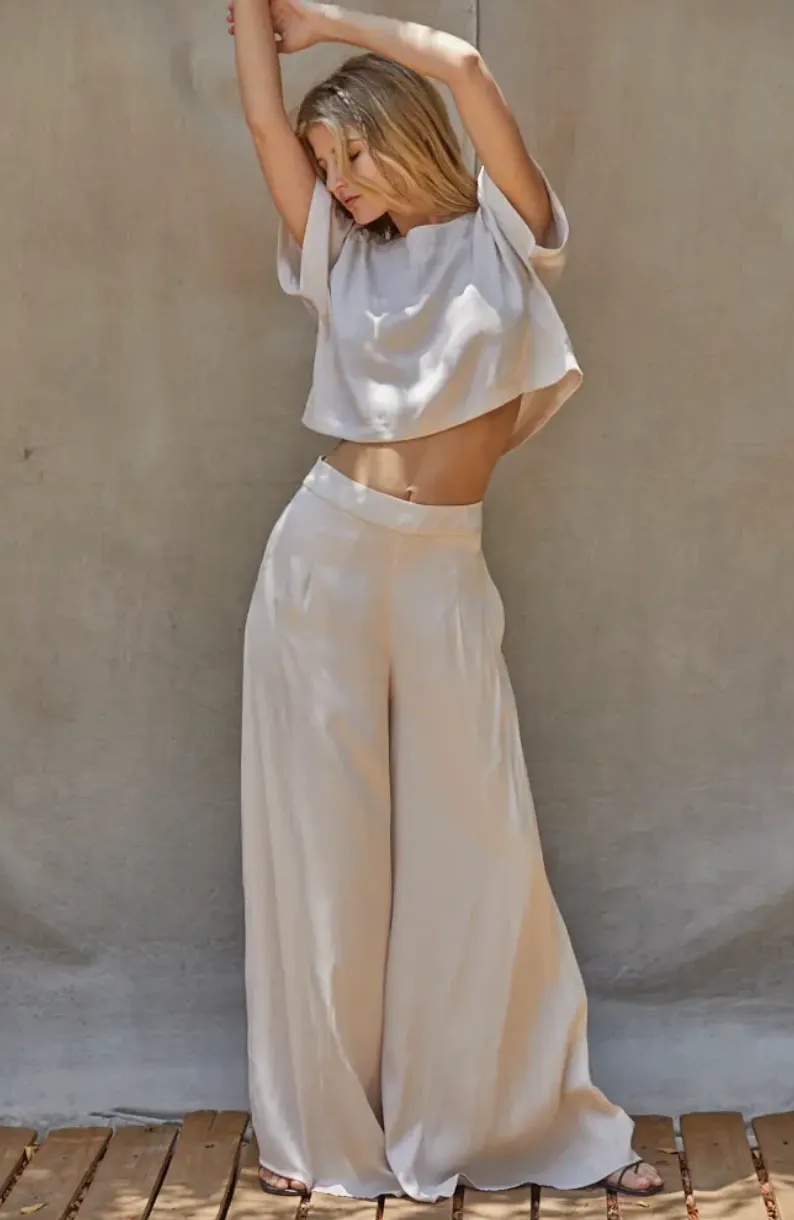 George Satin Wide Leg Pants