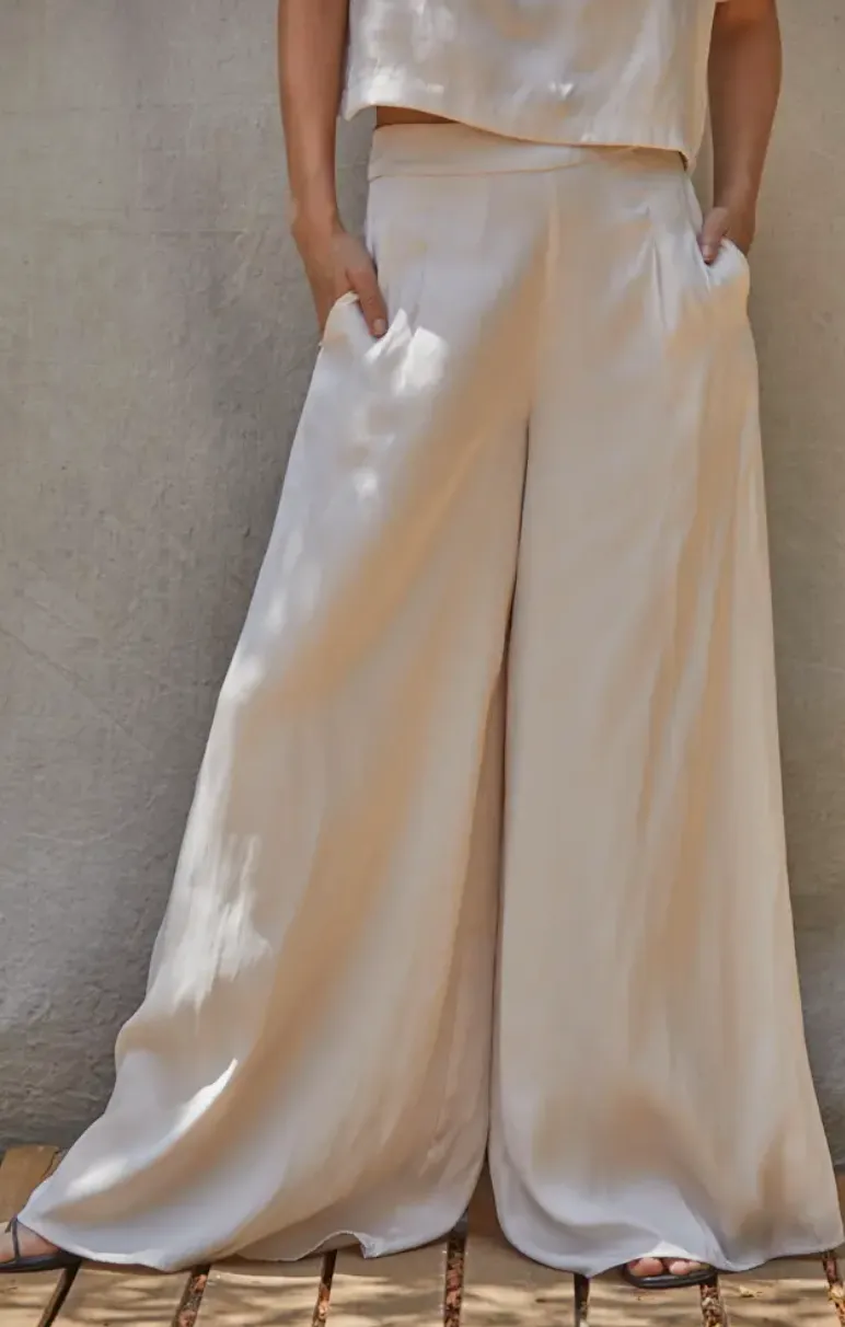 George Satin Wide Leg Pants