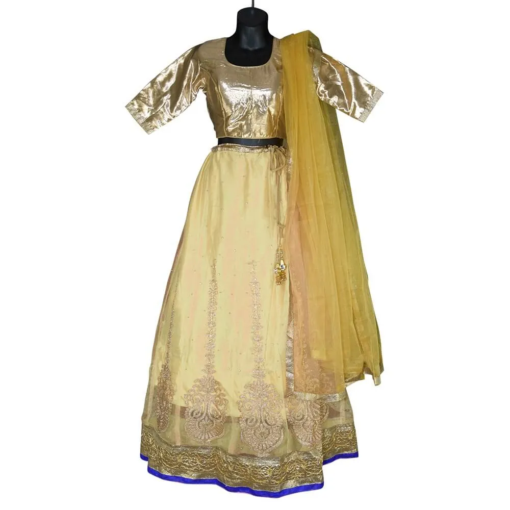 Gold Blouse and lehenga in assorted colors