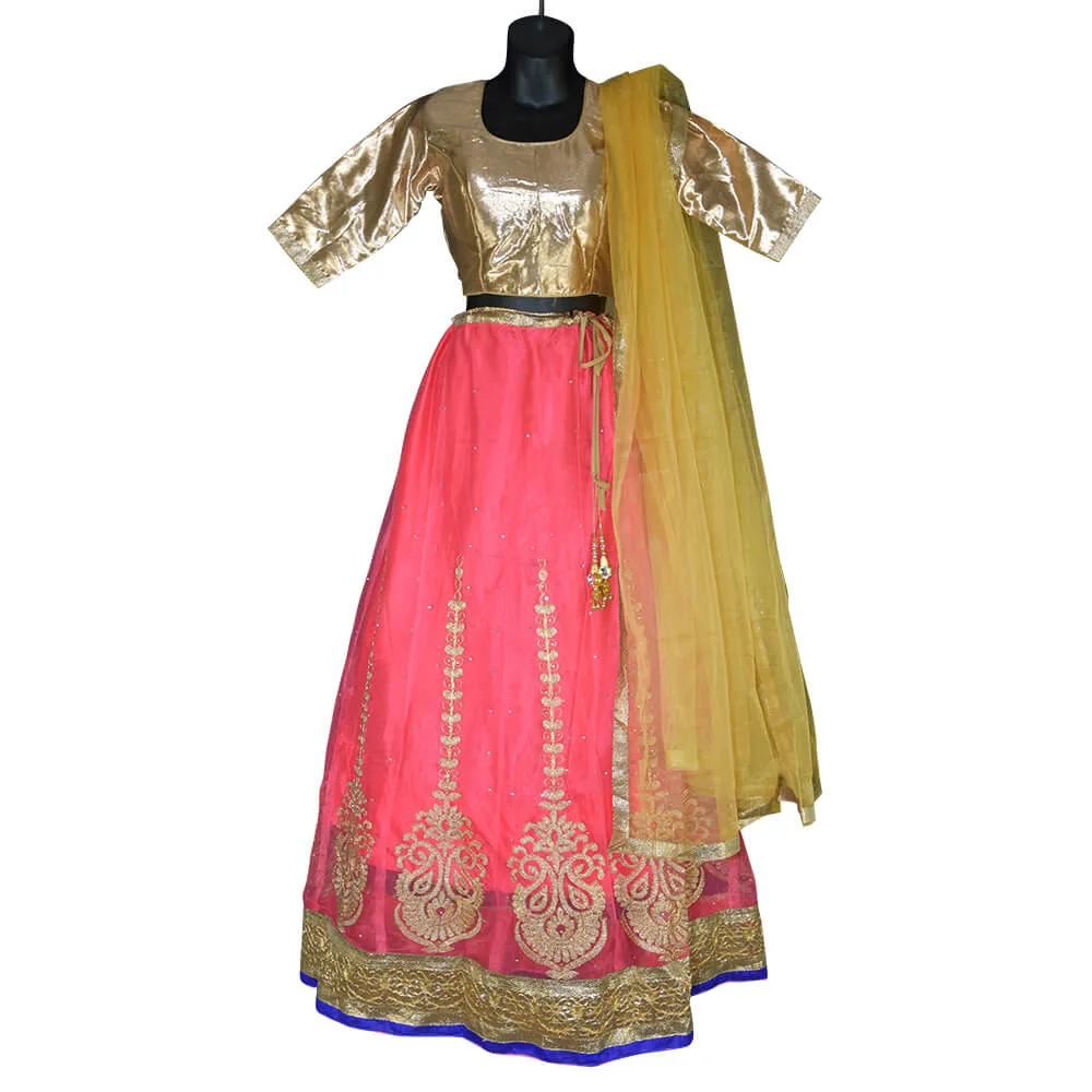 Gold Blouse and lehenga in assorted colors