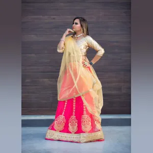 Gold Blouse and lehenga in assorted colors