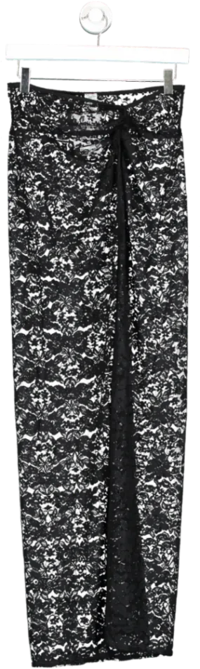 Haloure Black Lace Twist Detail Maxi Skirt UK S