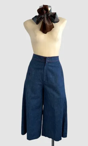 HAPPY LEGS 70s High Rise Denim Jean Culottes,  Size X Small