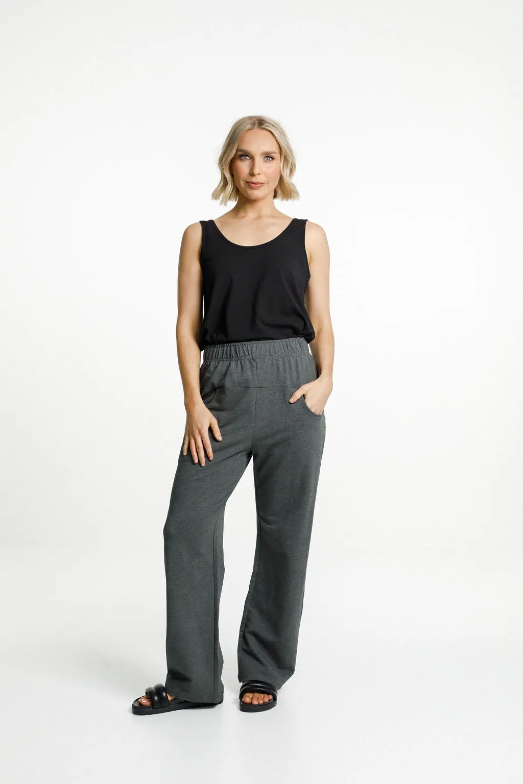 Home-Lee Avenue Pants - Charcoal with White X