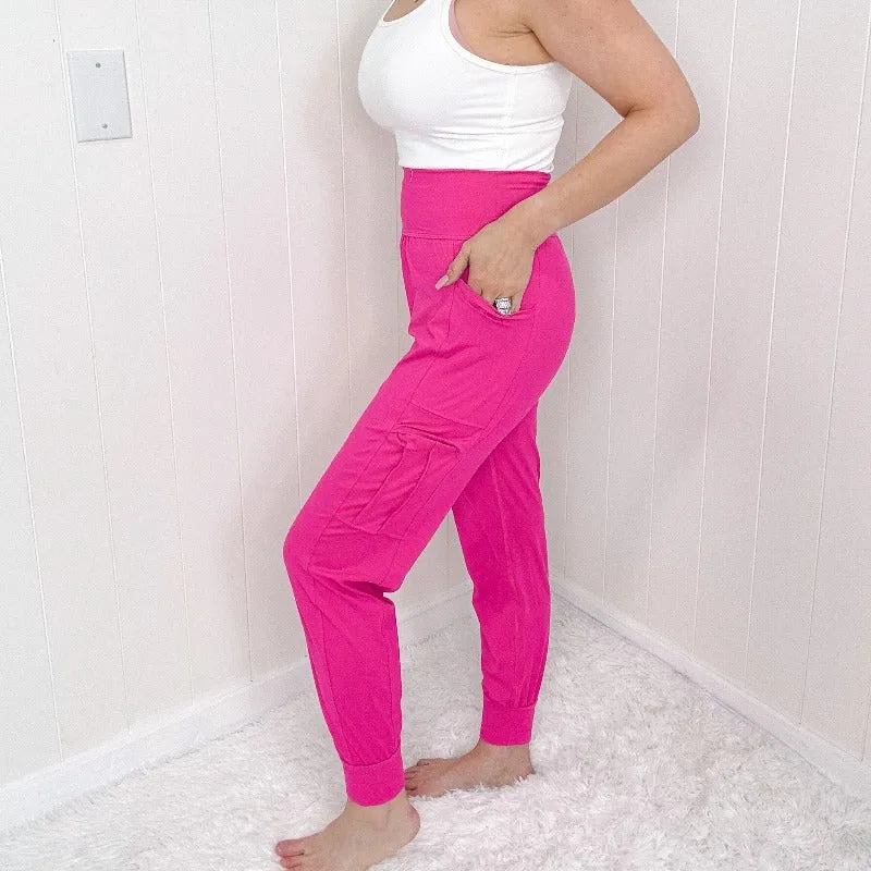 Hot Pink Butter Soft Legging Cargo Jogger