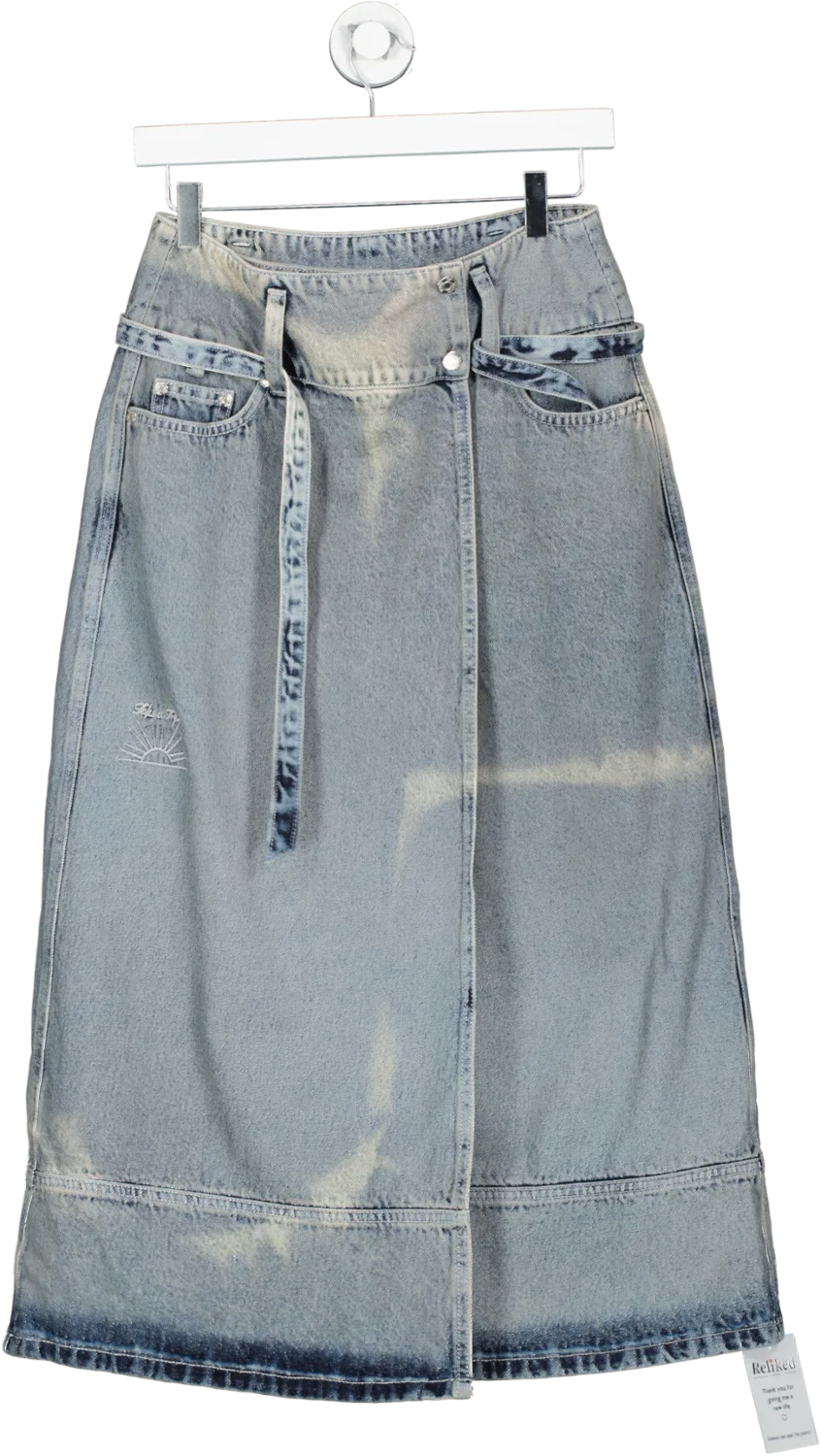 HOUSE OF SUNNY Blue Lower Rider Denim Skirt UK 6