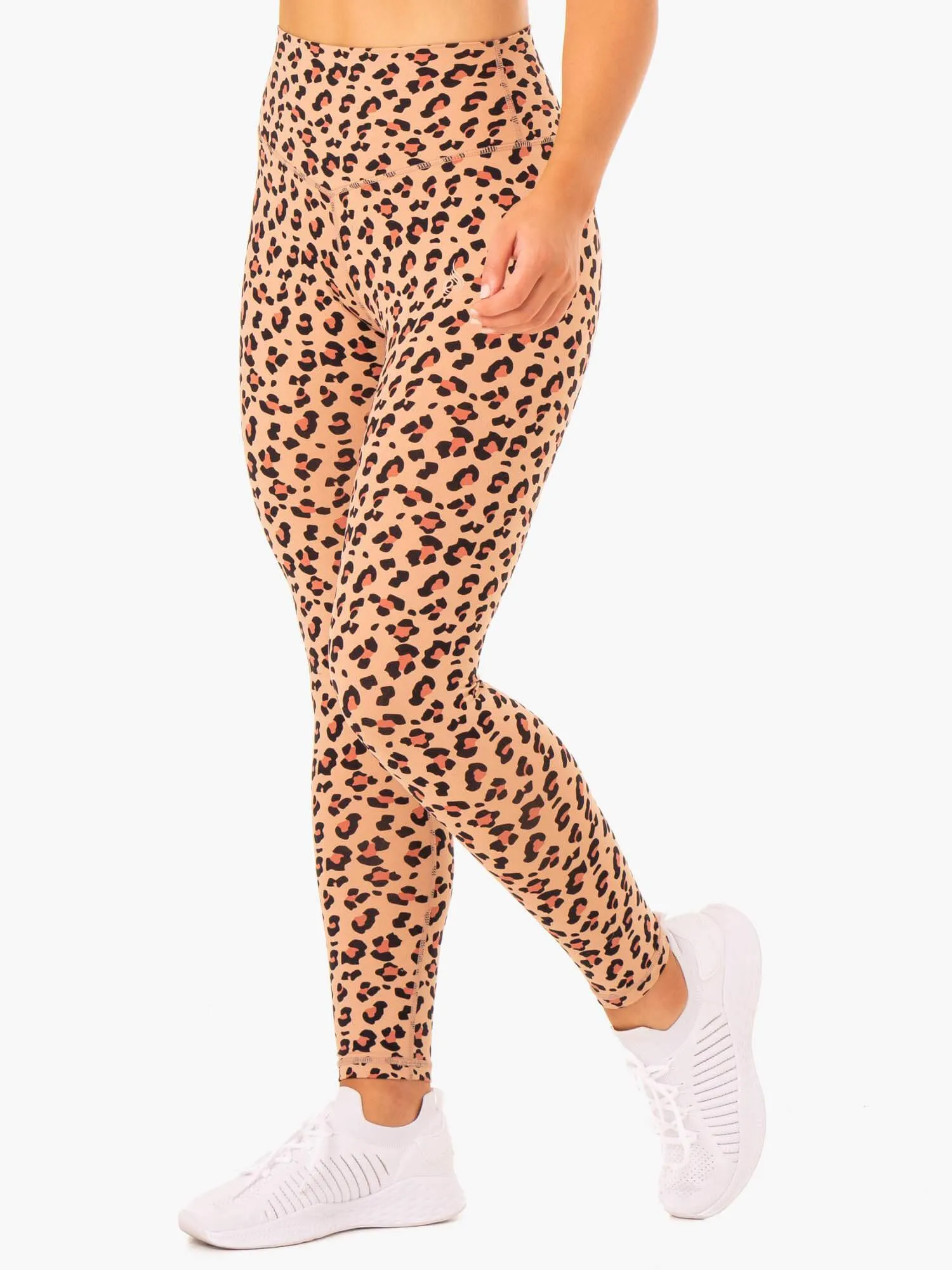 Hybrid Full Length Leggings - Tan Leopard