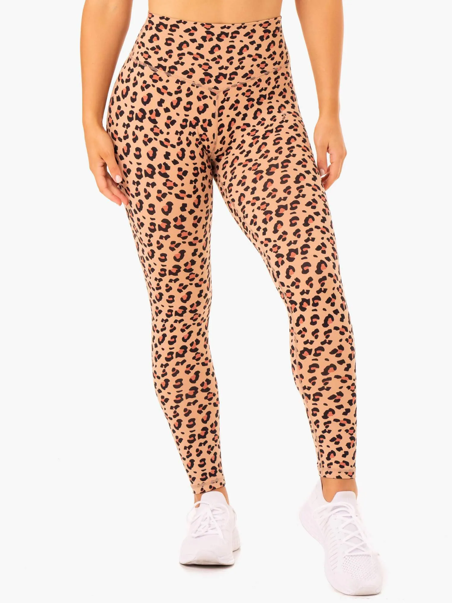 Hybrid Full Length Leggings - Tan Leopard