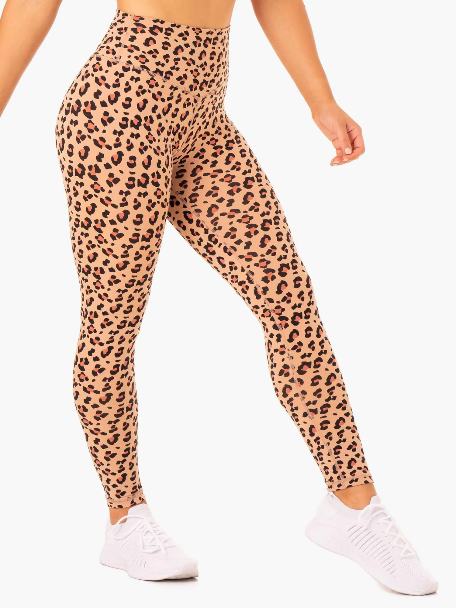 Hybrid Full Length Leggings - Tan Leopard