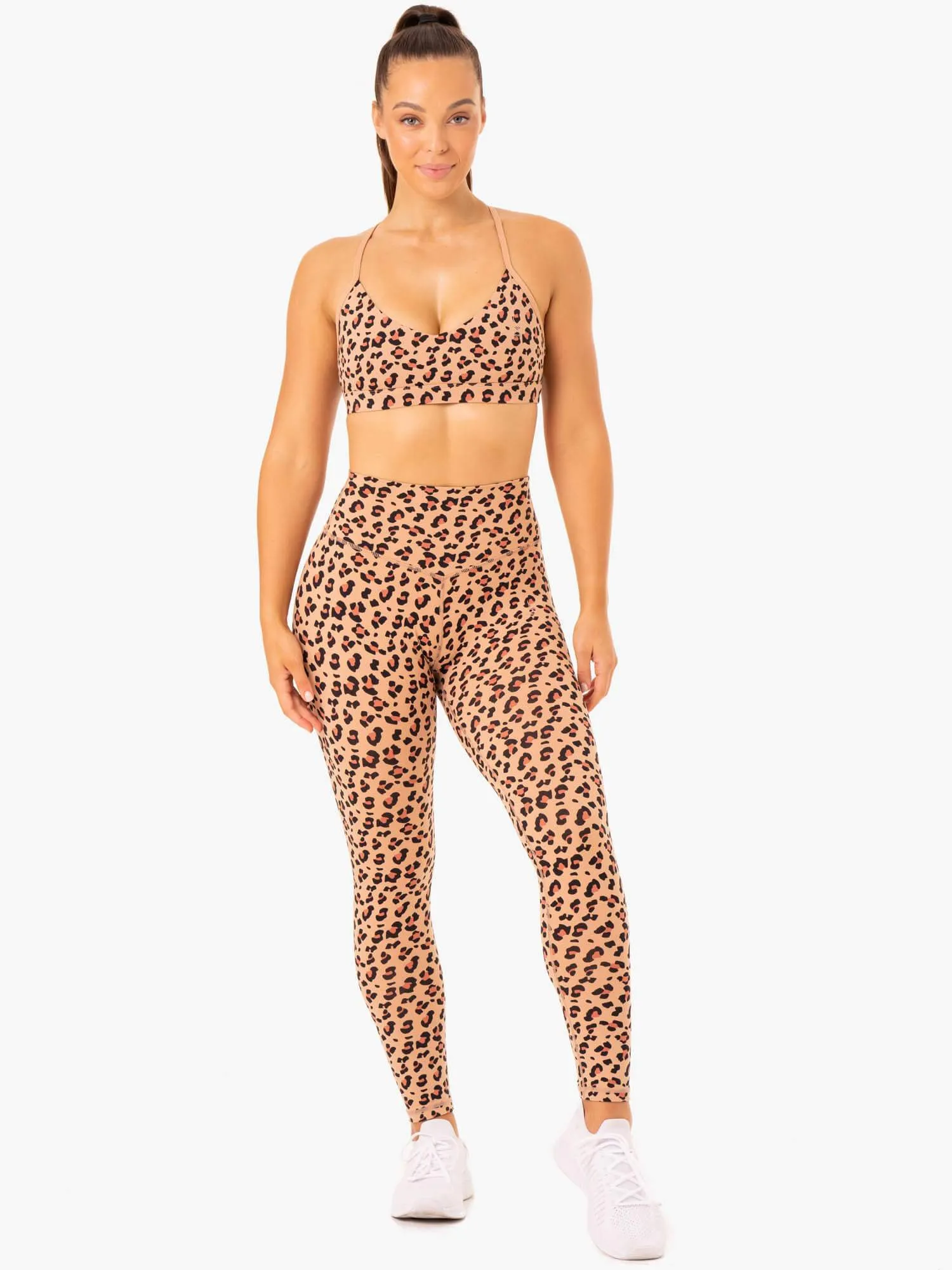 Hybrid Full Length Leggings - Tan Leopard