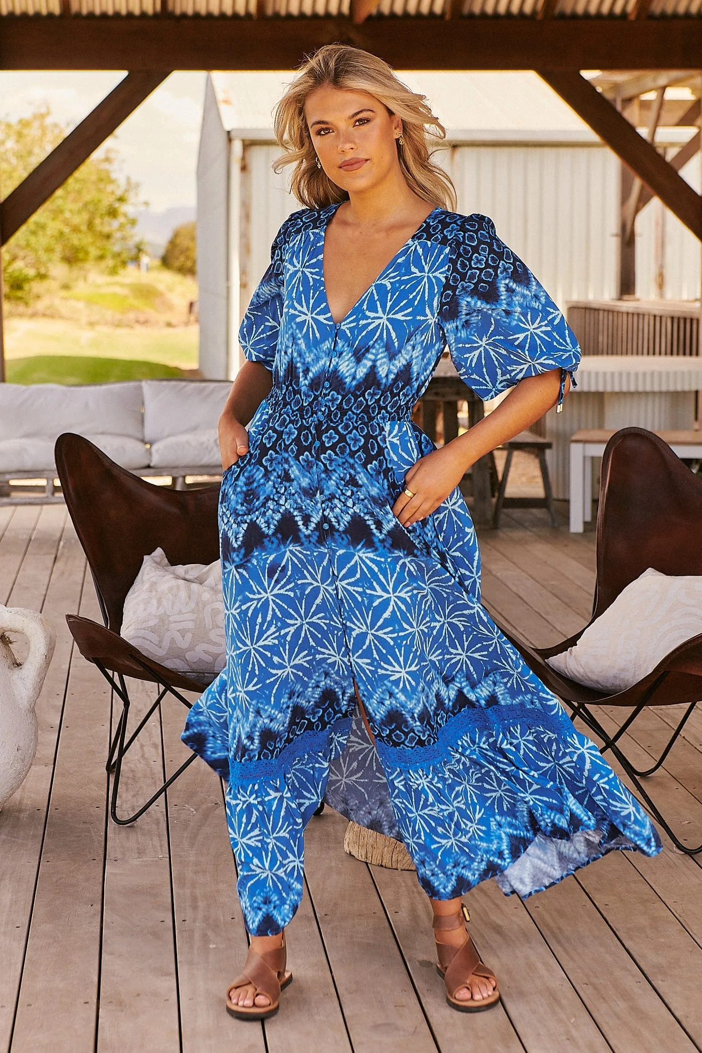 JAASE TRANQUIL TIDES PRINT MOLLI MAXI DRESS