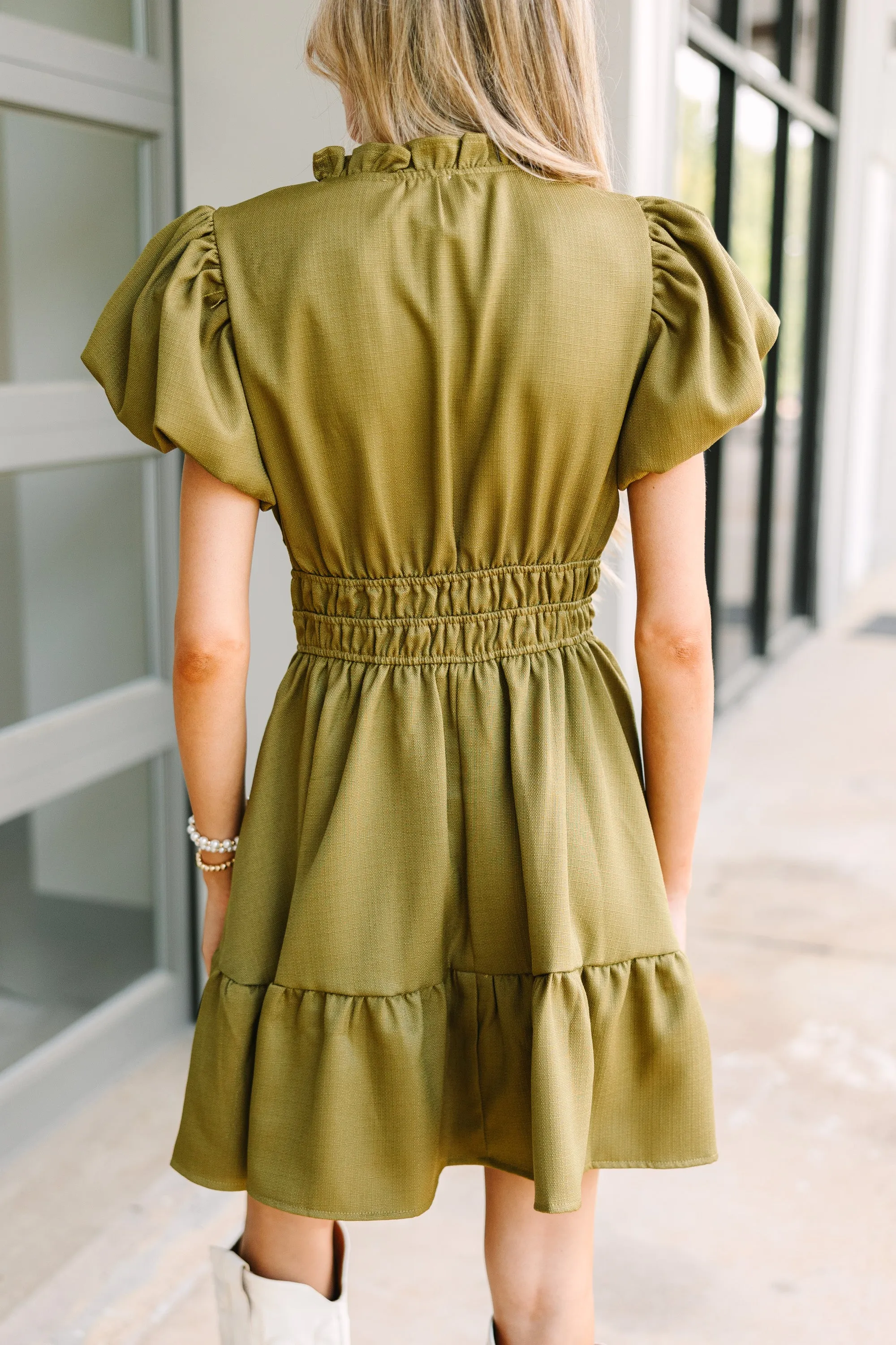 Let's Get Going Olive Green Dress