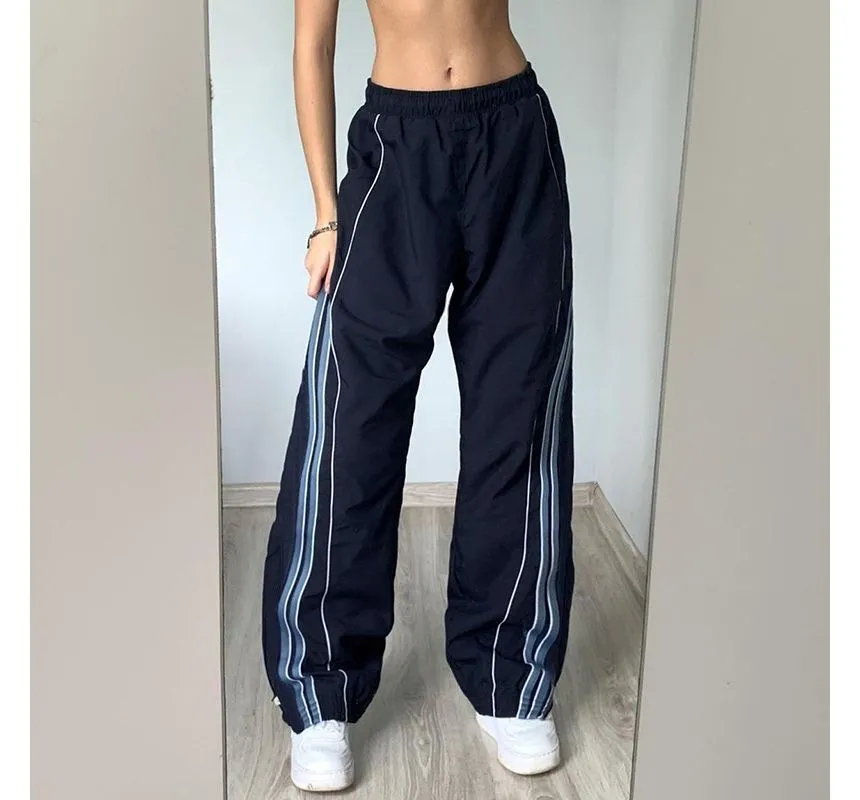 Low Rise Striped Loose-Fit Wide-Leg Sweatpants dd3