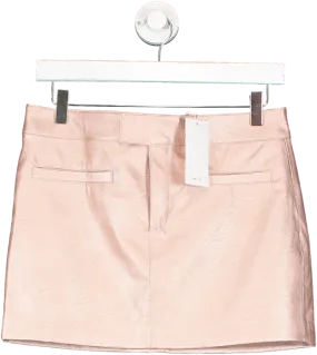 MANGO Pink Metallic Leather-effect Mini Skirt UK 8