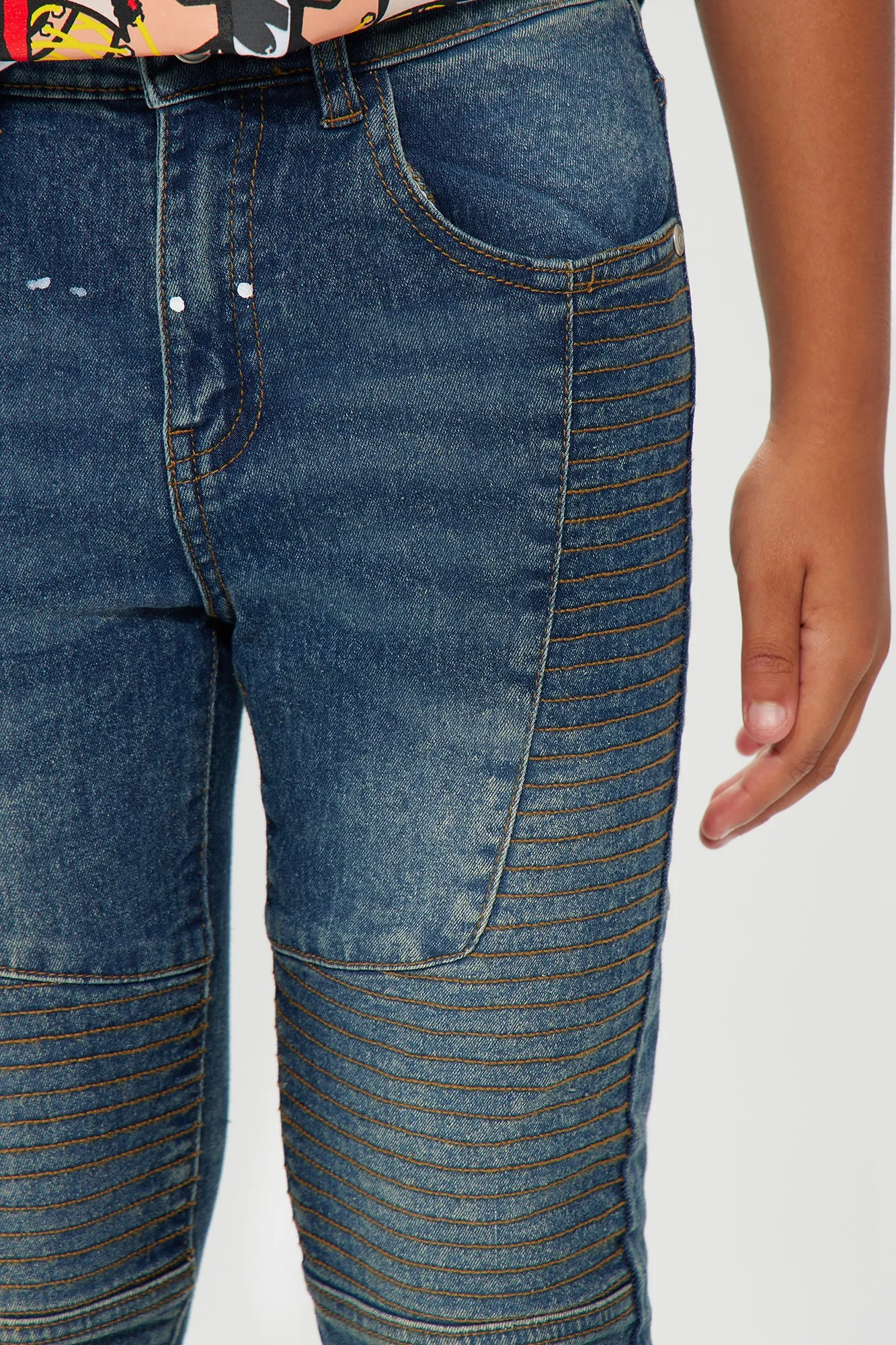 Mini Never Giving Up Moto Jeans - Indigo