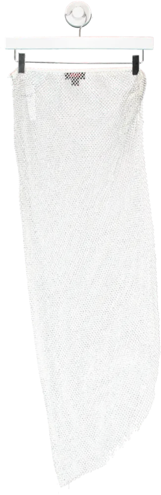 Misspap White Premium Fishnet Twist Diamante Skirt UK S