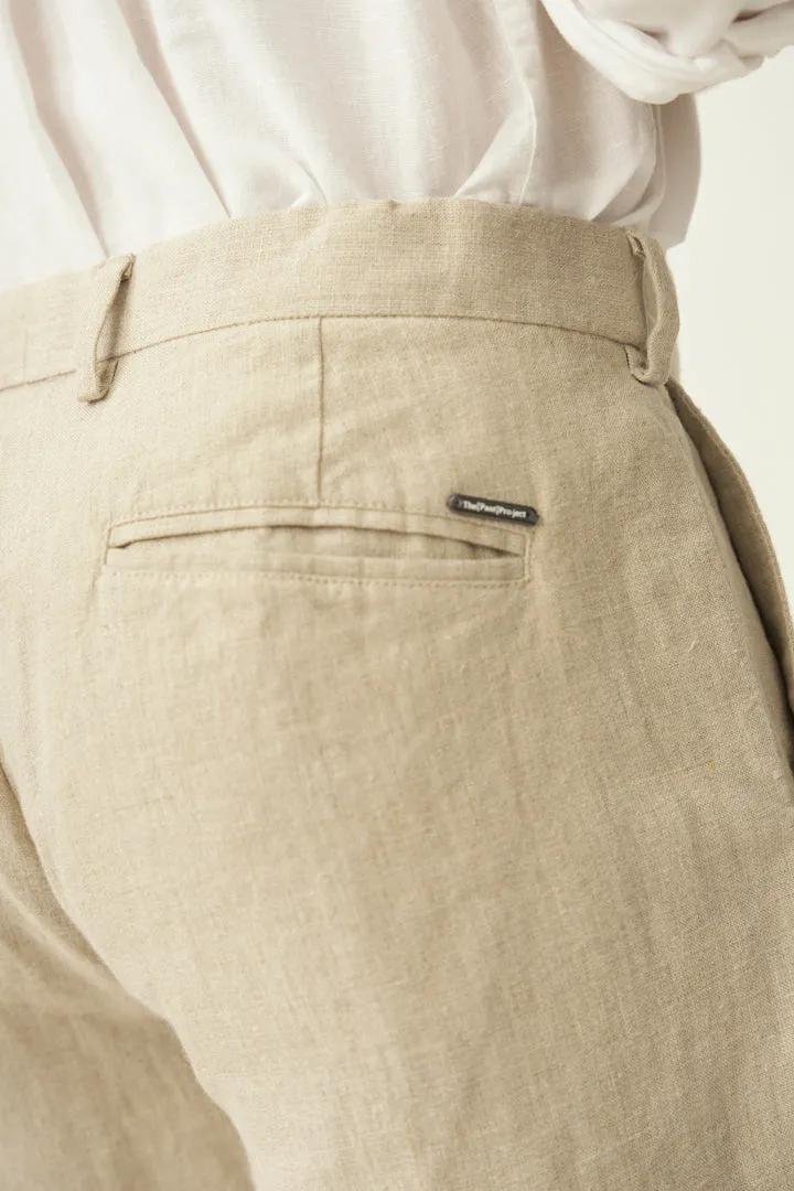 Oatmeal 100% Linen Pants