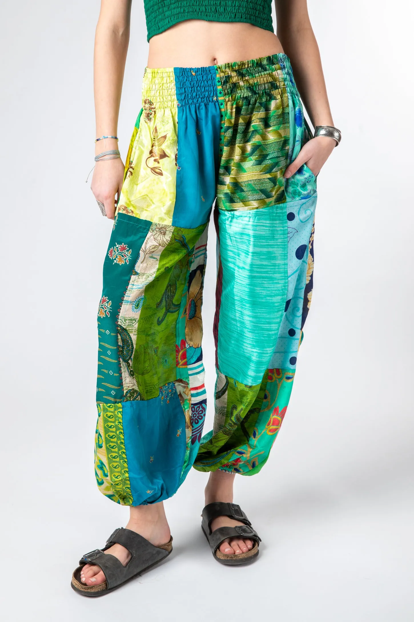 Paravi Patchwork Sari Silk Harem Pants