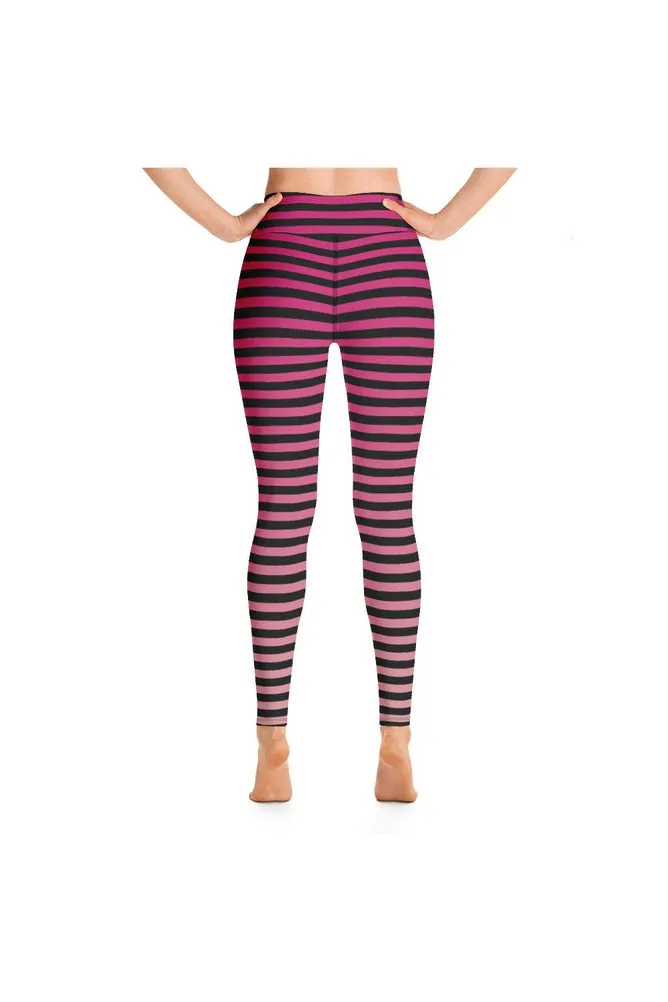 Pink Gradient & Stripes Yoga Leggings