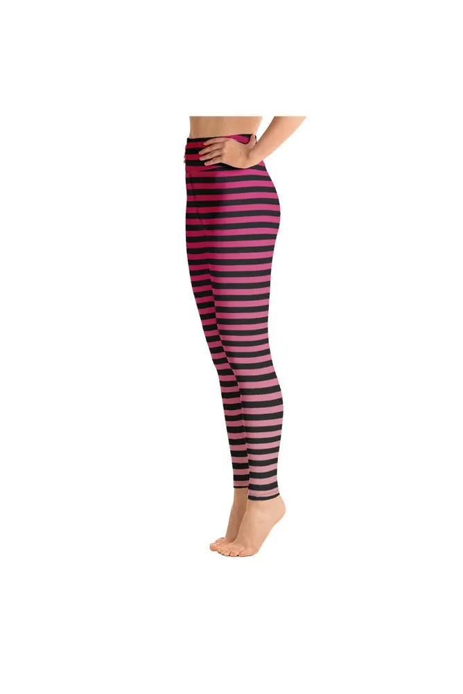 Pink Gradient & Stripes Yoga Leggings