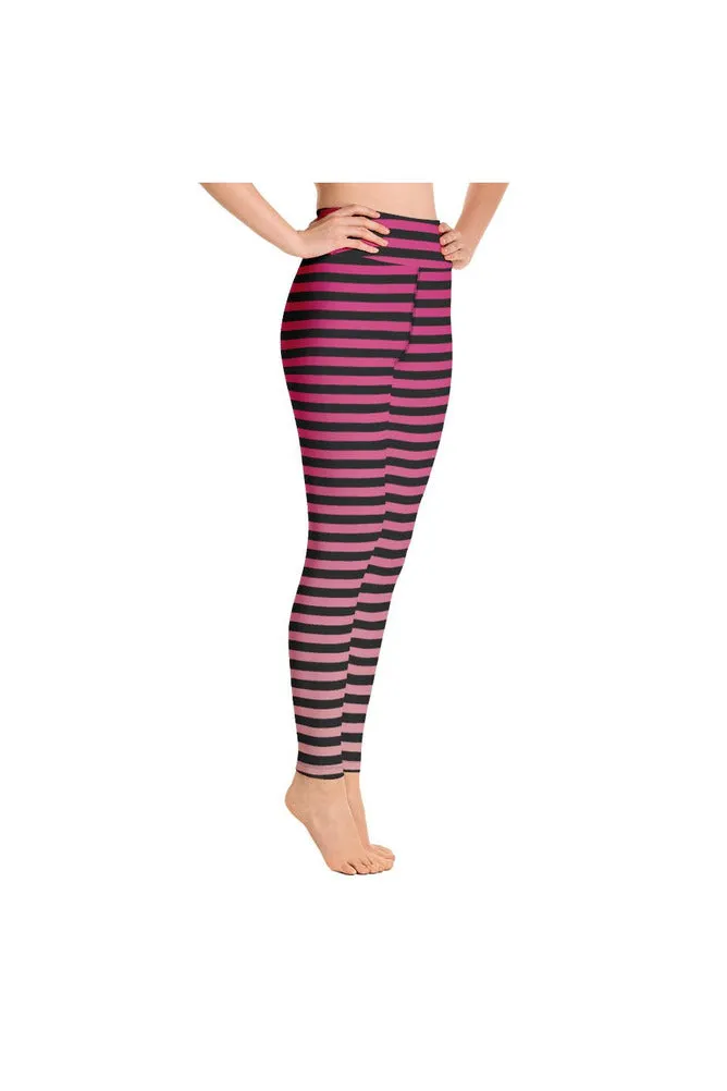 Pink Gradient & Stripes Yoga Leggings