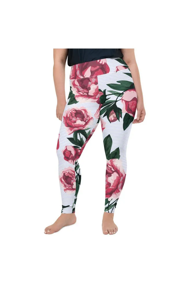 Pink Old Fashion Roses Plus Size Leggings