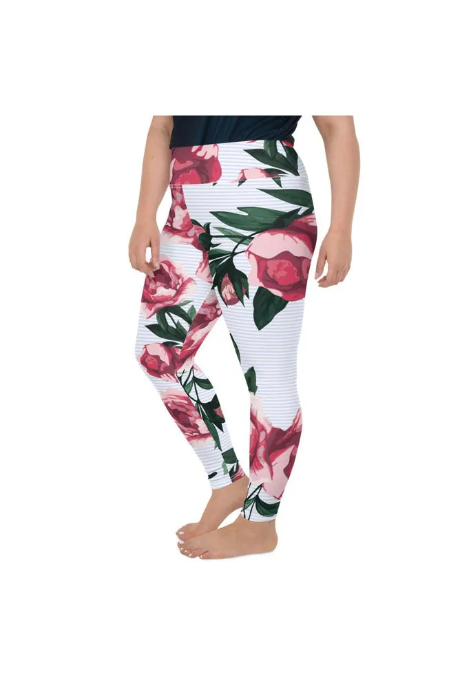 Pink Old Fashion Roses Plus Size Leggings