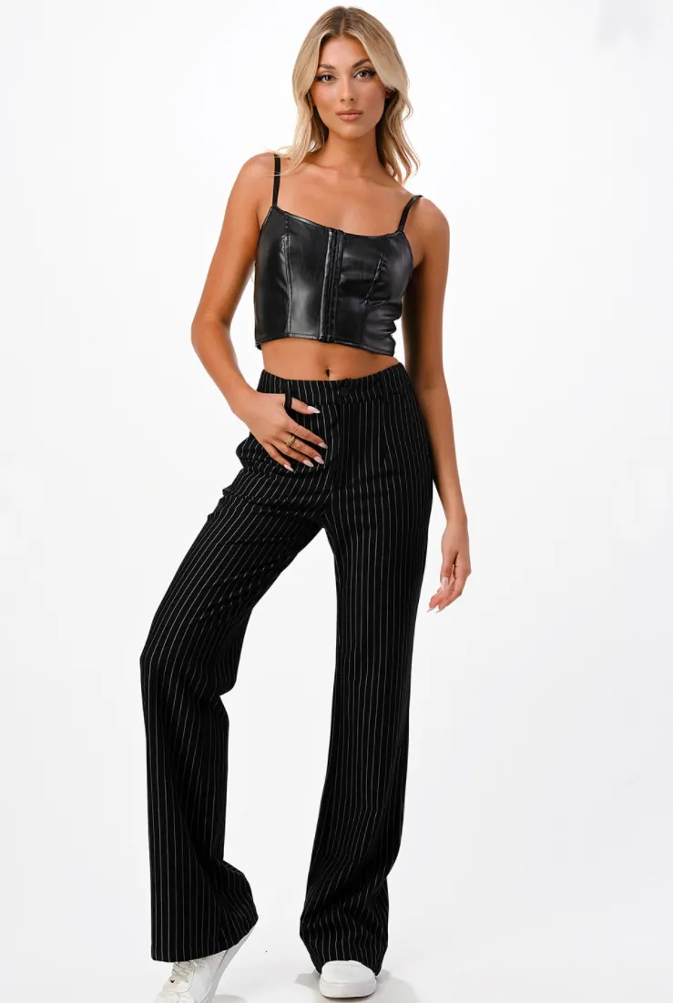 Pinstripe Wide Leg Pants