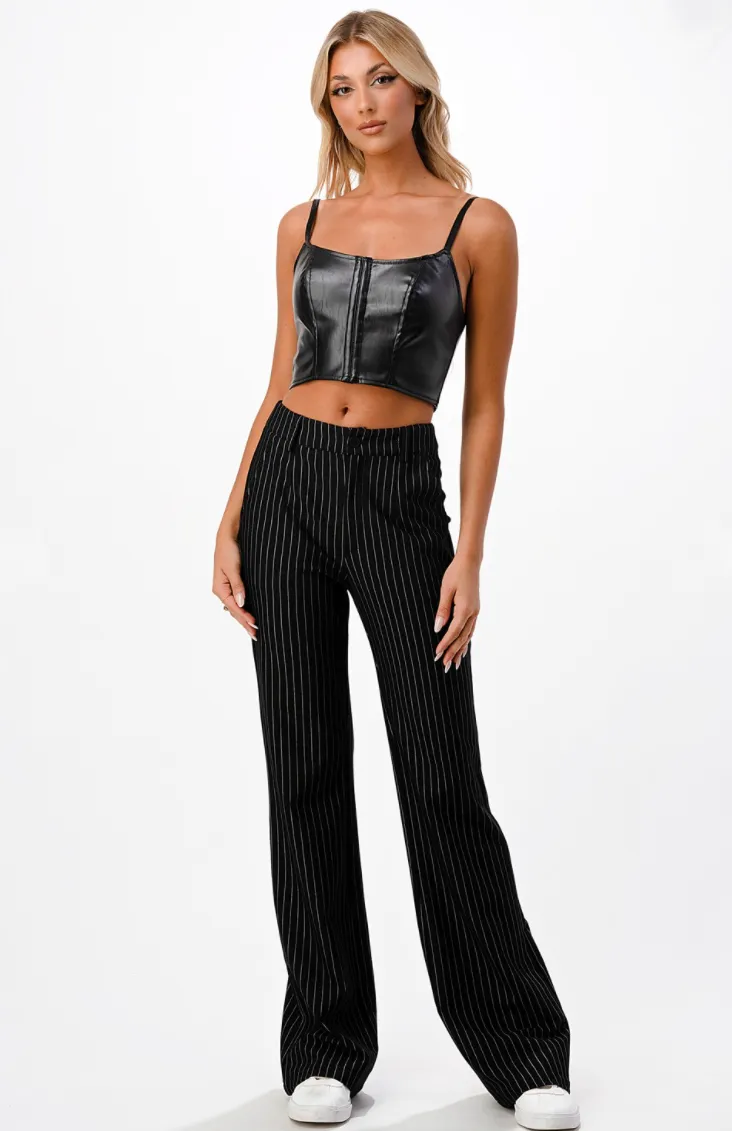 Pinstripe Wide Leg Pants