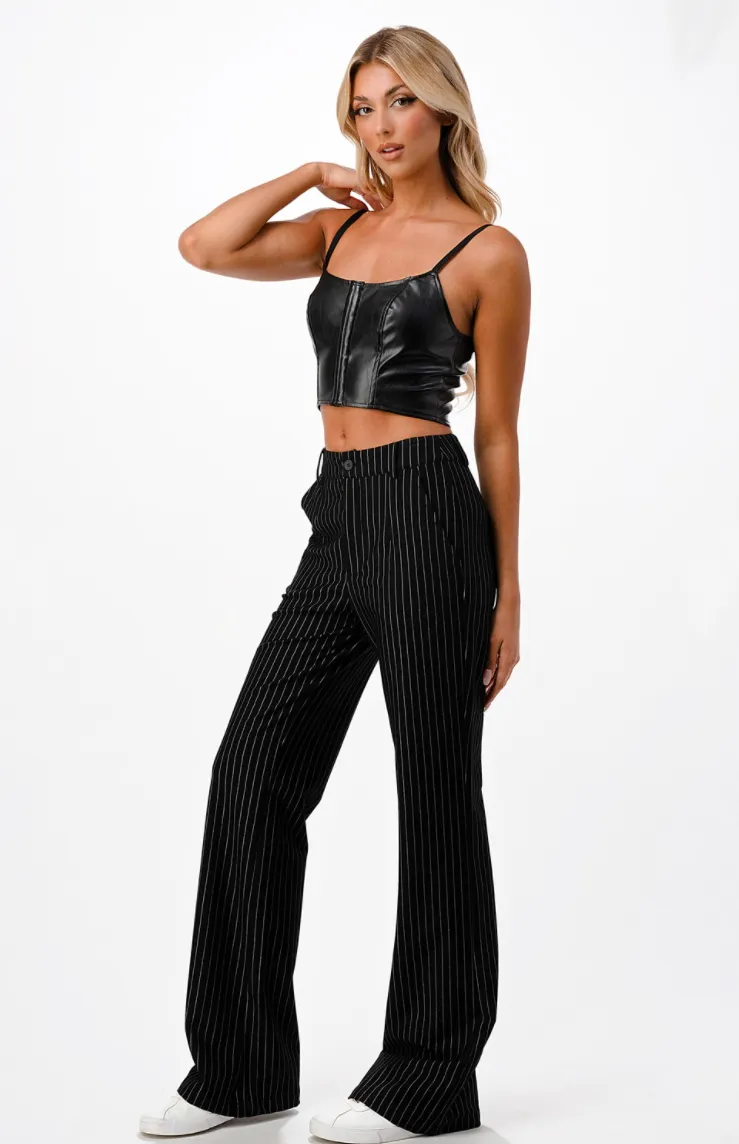 Pinstripe Wide Leg Pants